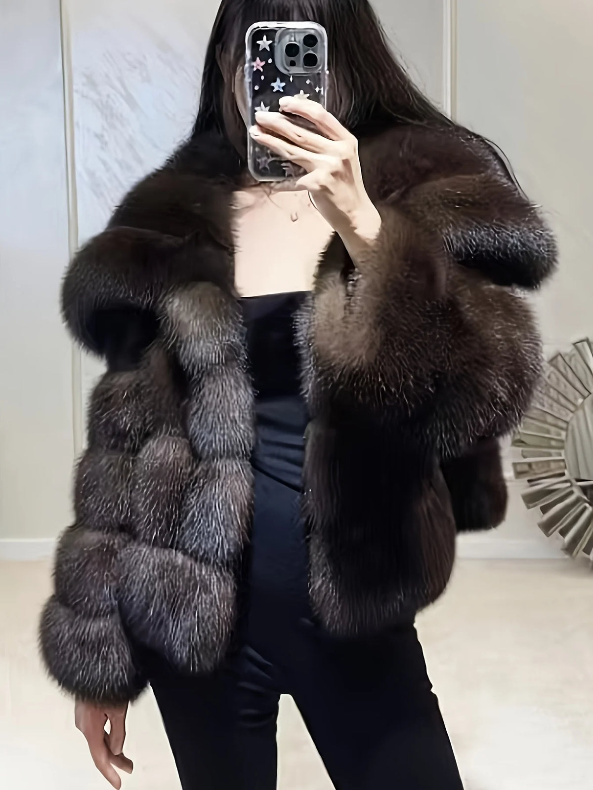 Chocolate Faux Fur Cropped Coat