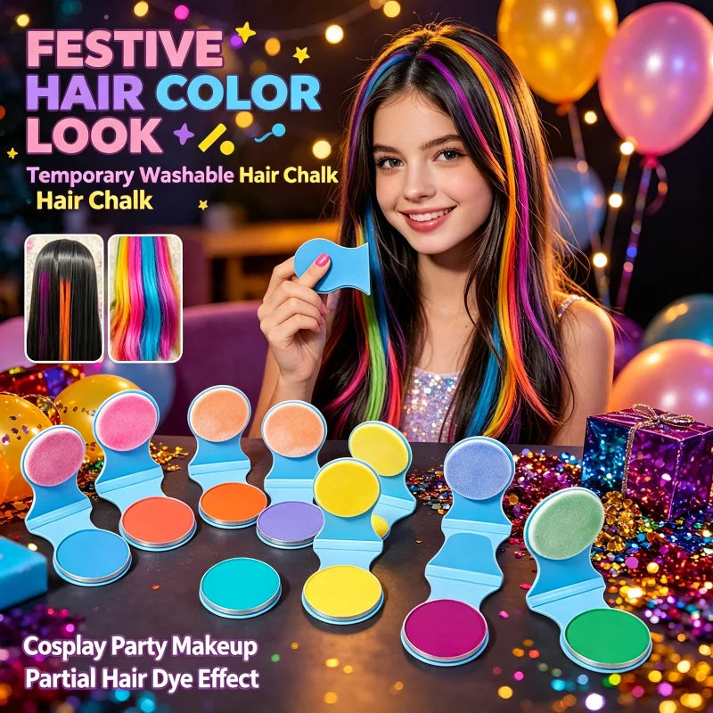 ColorSwipe™ Hair Chalk Set 💜💙 — Fun Shades, Temporary Style