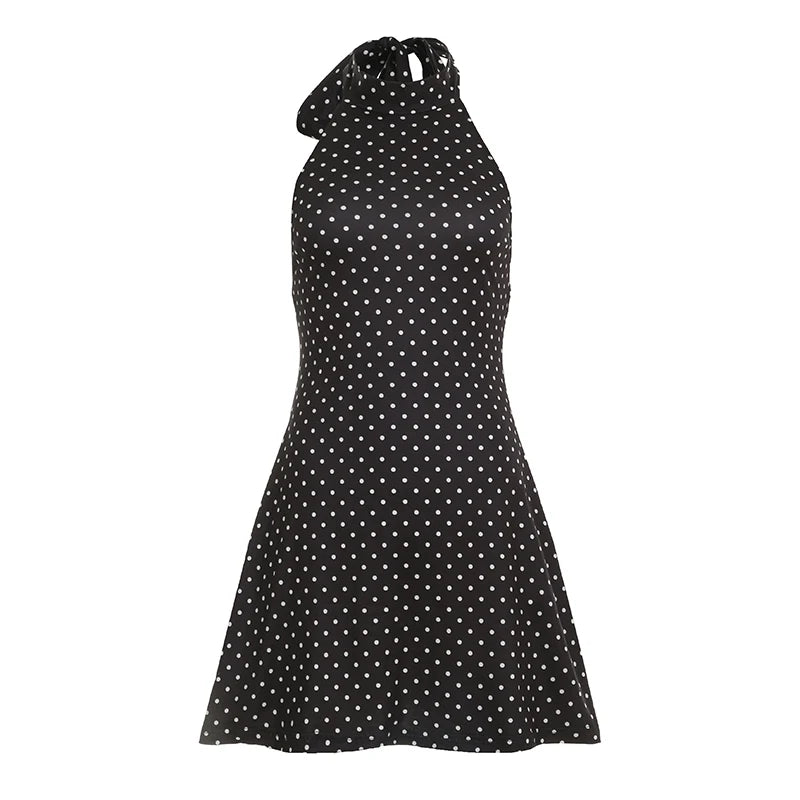 Polka Dot Halter Mini Dress