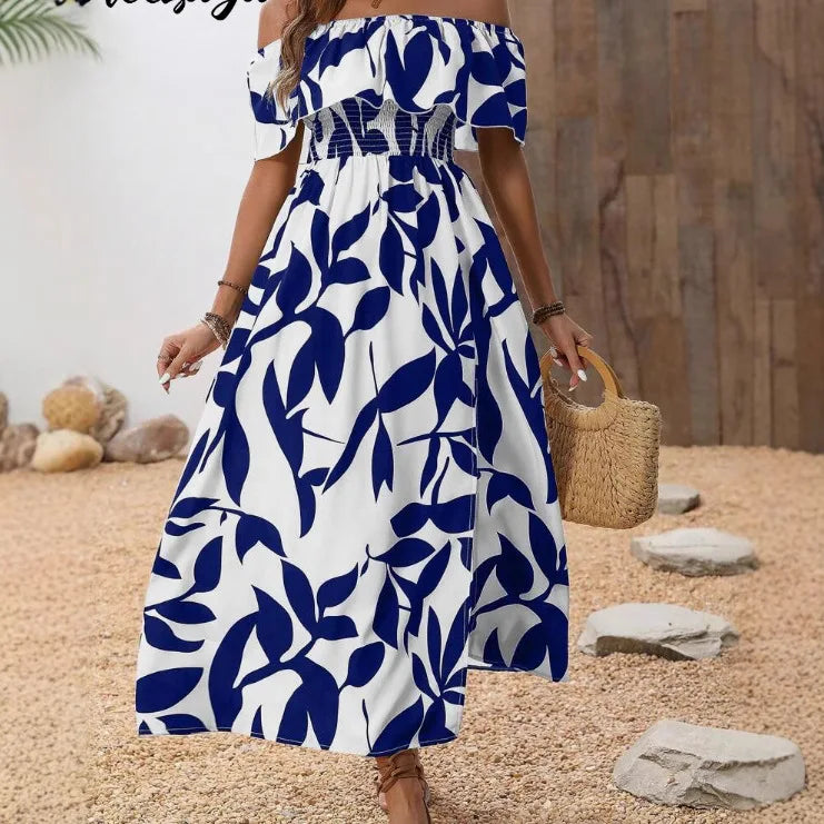 BreezyBelle Off-Shoulder Floral Maxi Dress