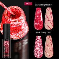 FOUR LILY 5ml Reflective Glitter Liner Nail Gel Polish Gold Silver Red Sparkling Nail Supplies UV/LED Varnish Painting Gel