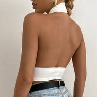 y2k Halter Top Women Summer Clothes Solid Color Sleeveless Backless Vest T Shirt 2000s Aesthetic Clothing Streetwear
