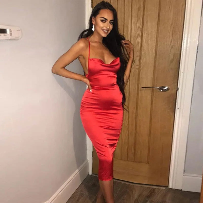 Luna Satin Midi Dress