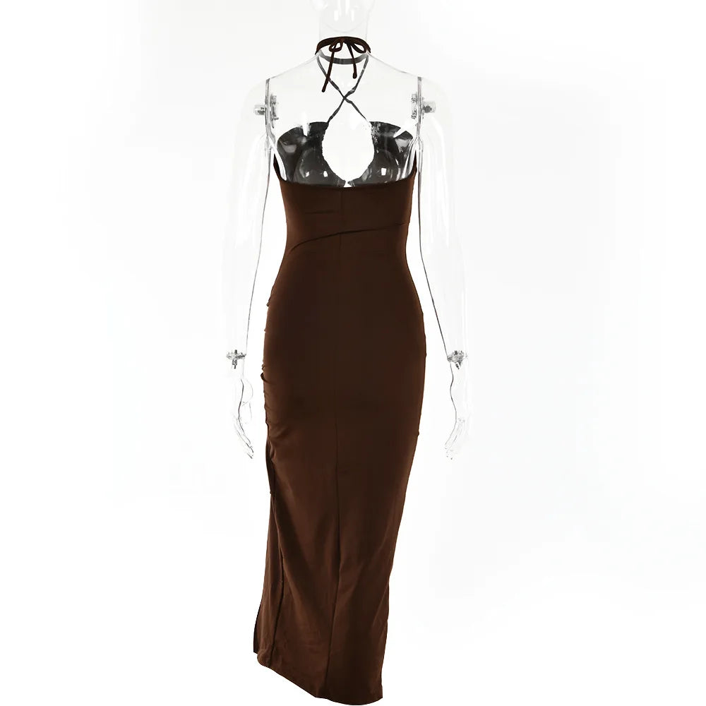 The Cut-Out Ruched Slit Midi Dress