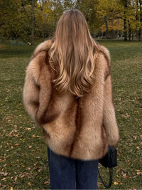 Striped Faux Fur Oversized Coat