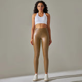 Scrunch-Back PU Leather Leggings