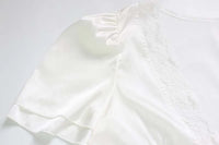 Lace-Trim Satin V-Neck Top