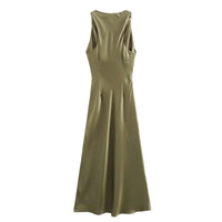 Satin Long Dresses for Women 2026 Summer Slip Midi Dress Woman Sexy Evening Party Dress Sleeveless Female Elegant Dresses