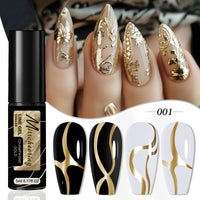 FOUR LILY 5ml Reflective Glitter Liner Nail Gel Polish Gold Silver Red Sparkling Nail Supplies UV/LED Varnish Painting Gel