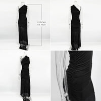 Ticketsx Off Shoulder See Through Dress Solid High Waist Patchwork Backless Slim Long Dress Women Vacation Party Evening Dresses