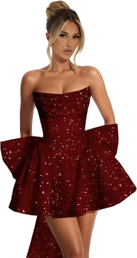 Strapless Sequin Homecoming Mini Dress – Sparkly Prom Dress