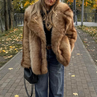 Striped Faux Fur Oversized Coat