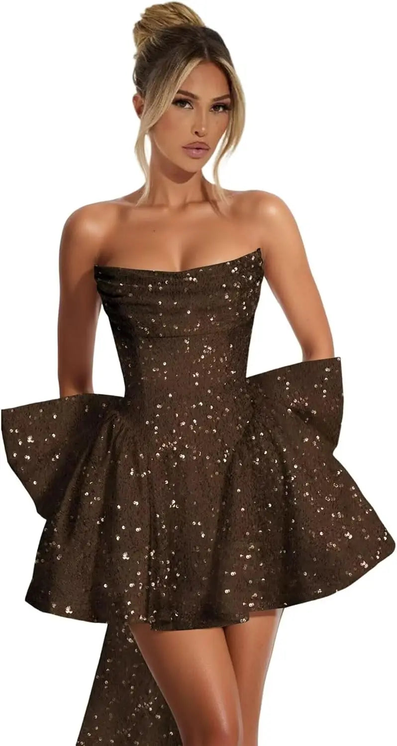Strapless Sequin Homecoming Mini Dress – Sparkly Prom Dress