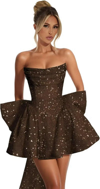 Strapless Sequin Homecoming Mini Dress – Sparkly Prom Dress