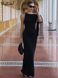 Women's Sleeveless O-Neck Patchwork Bodycon Maxi Dress Summer Fashion Sexy Prom Party Club Y2K Ankle-Length Polyester Elastic