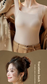 Gilet thermique sans couture avec soutien-gorge intégré – Débardeur grande taille à col carré