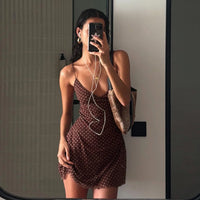 Y2k Vintage Slim Summer Women Sweet Ladylike Fashion Street Woman Dot Print Casual Simple Basic Sleeveless Dresses Female Chic