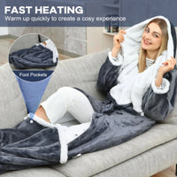 WarmHug™ Heated Blanket 🥰🔥 — Sleeves, Foot Pocket & Fleece Comfort
