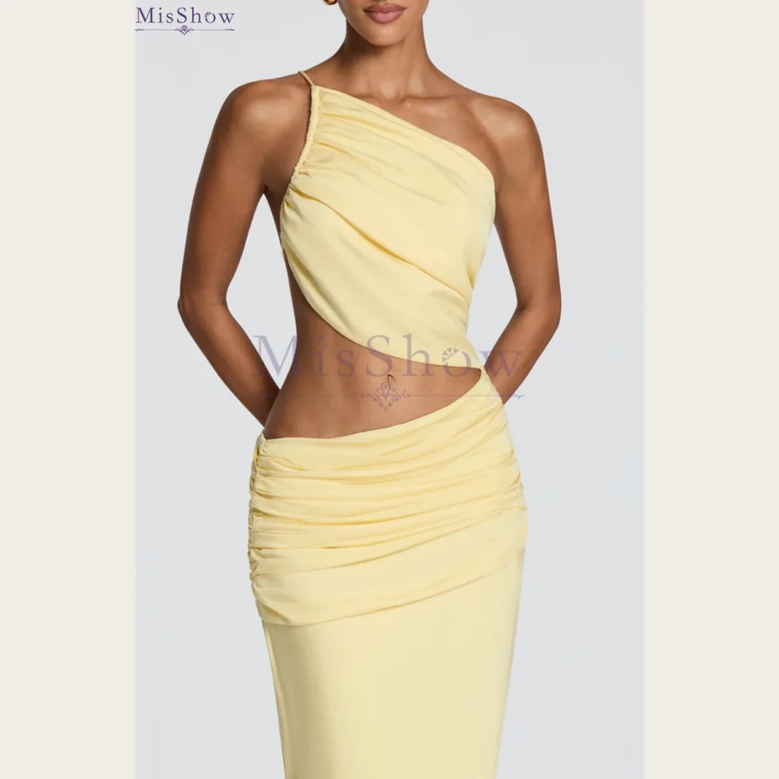 Pleated Lace-Up Formal Evening Gown – Sleeveless Mermaid Dress