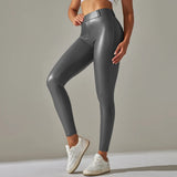 Scrunch-Back PU Leather Leggings