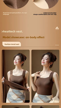 Gilet thermique sans couture avec soutien-gorge intégré – Débardeur grande taille à col carré