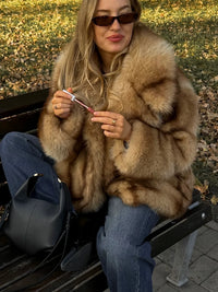 Striped Faux Fur Oversized Coat
