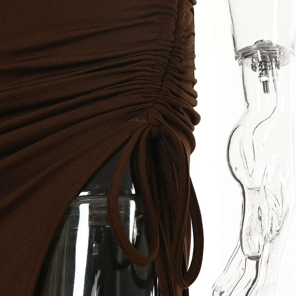 The Cut-Out Ruched Slit Midi Dress