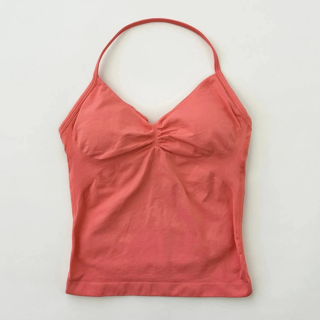 No Logo Seamless Longline Strappy Gym Top Backless Gym Clothes Women Scrunch Built-in Bra With Removable Cups Yoga Tank Tops