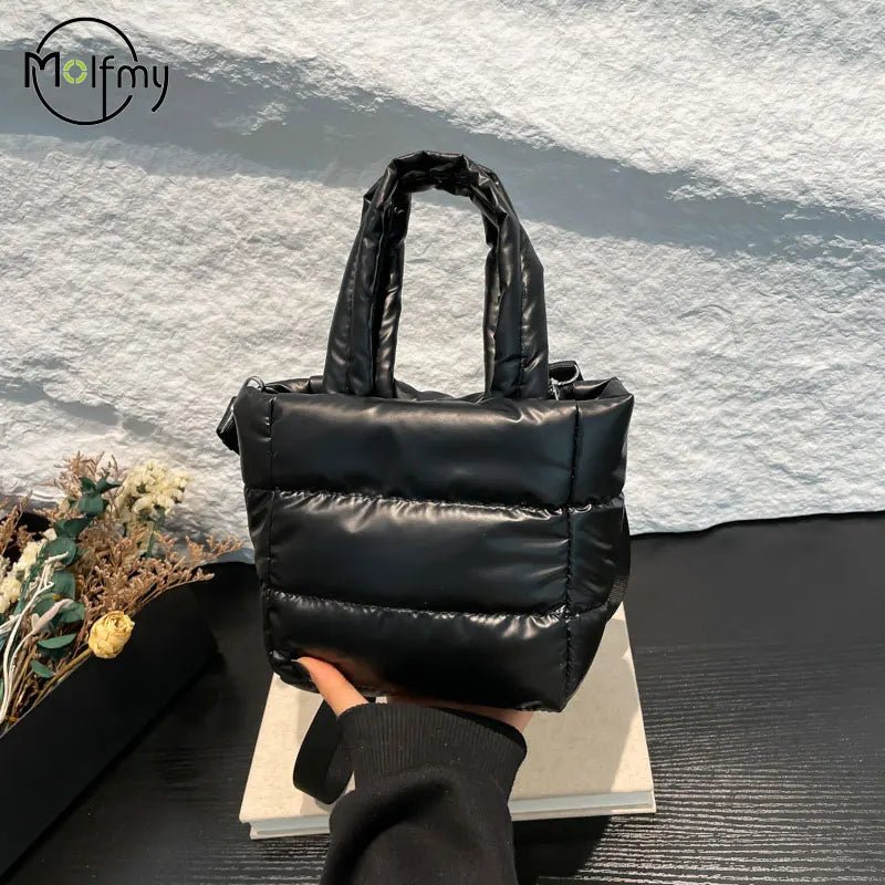 Female Bags Woman Puffy Lightweight Handbag LargeCapacity Quilted Shoulder Bag Adjustable Strap Puffer Tote Handbag Shopping Bag