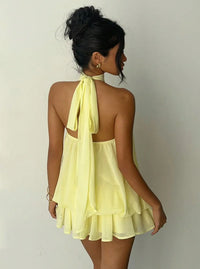 Women's Vacation Slim Fit Fashion Sexy Backless Halter Tie Waist Versatile Solid Color Dress, Stylish and Comfortable Summer