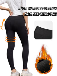 Womens Thermal Fleece Lined High Waisted Leggings. Workout Winter Warm Thick Tights Soft Yoga Pants