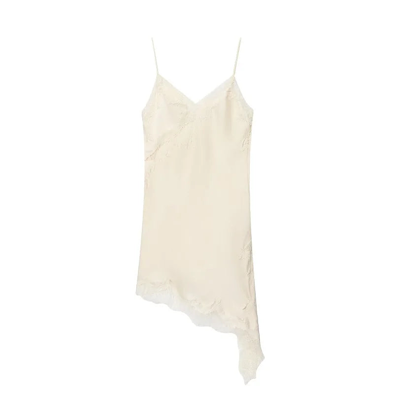 Satin Lace Backless Mini Dress