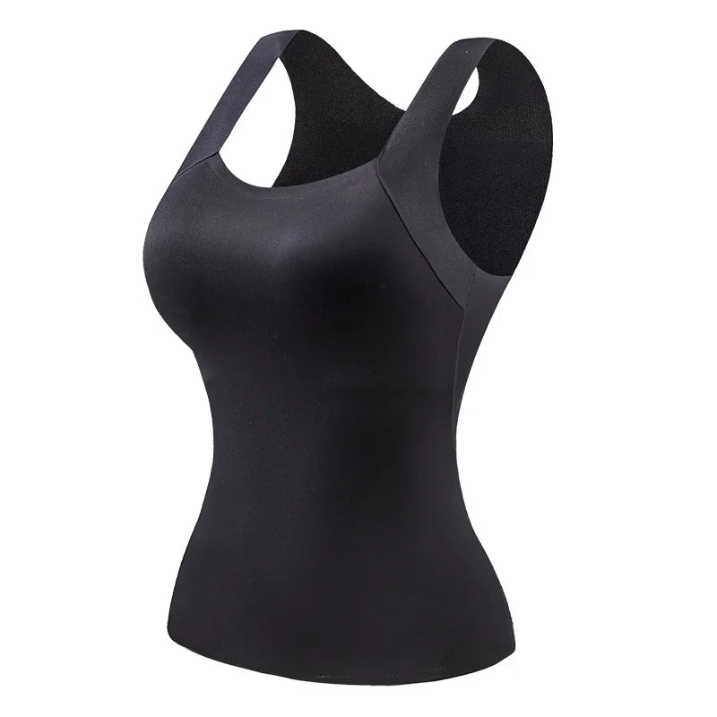Gilet thermique sans couture avec soutien-gorge intégré – Débardeur grande taille à col carré