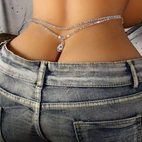Luxury Rhinestone Double Chain Water Drop Waist Chains Body Jewelry for Women Crystal Body Belly Chain Body Decoration Accessory