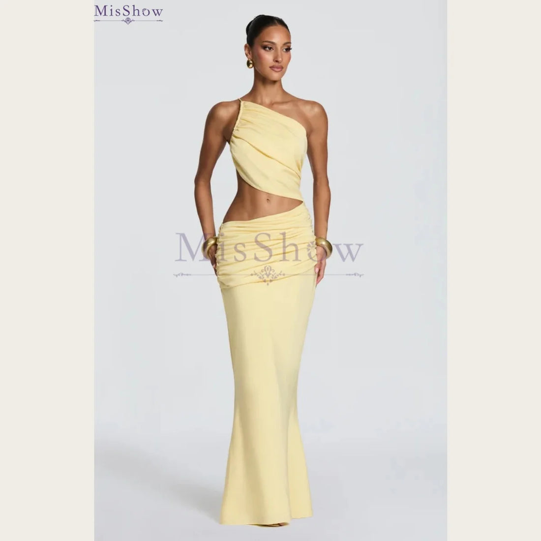 Pleated Lace-Up Formal Evening Gown – Sleeveless Mermaid Dress