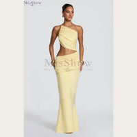 Pleated Lace-Up Formal Evening Gown – Sleeveless Mermaid Dress