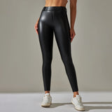 Scrunch-Back PU Leather Leggings