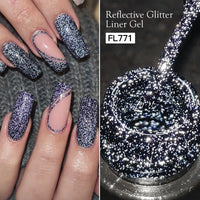 FOUR LILY 5ml Reflective Glitter Liner Nail Gel Polish Gold Silver Red Sparkling Nail Supplies UV/LED Varnish Painting Gel