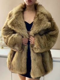 Striped Faux Fur Oversized Coat