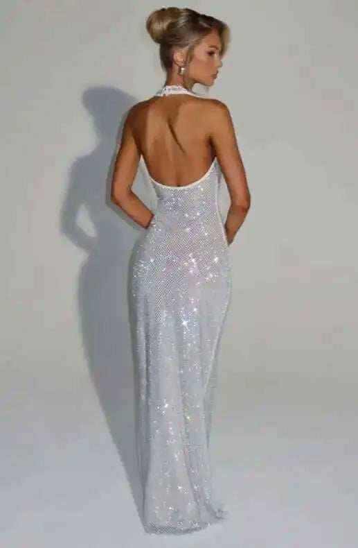 Deep-V Sequin Backless Party Mini Dress – Nightclub Sparkle