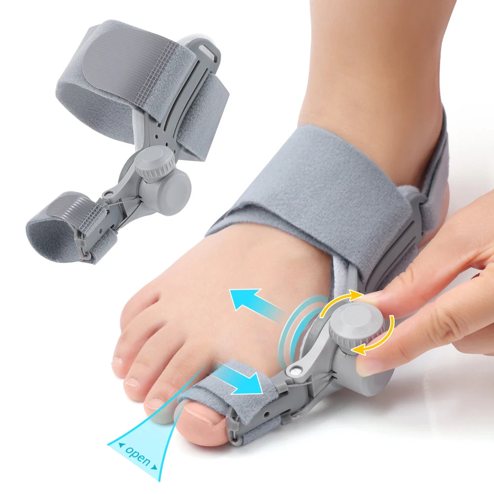 Adjustable Bunion Corrector - Hallux Valgus Big Toe Straightener for Day & Night Pain Relief