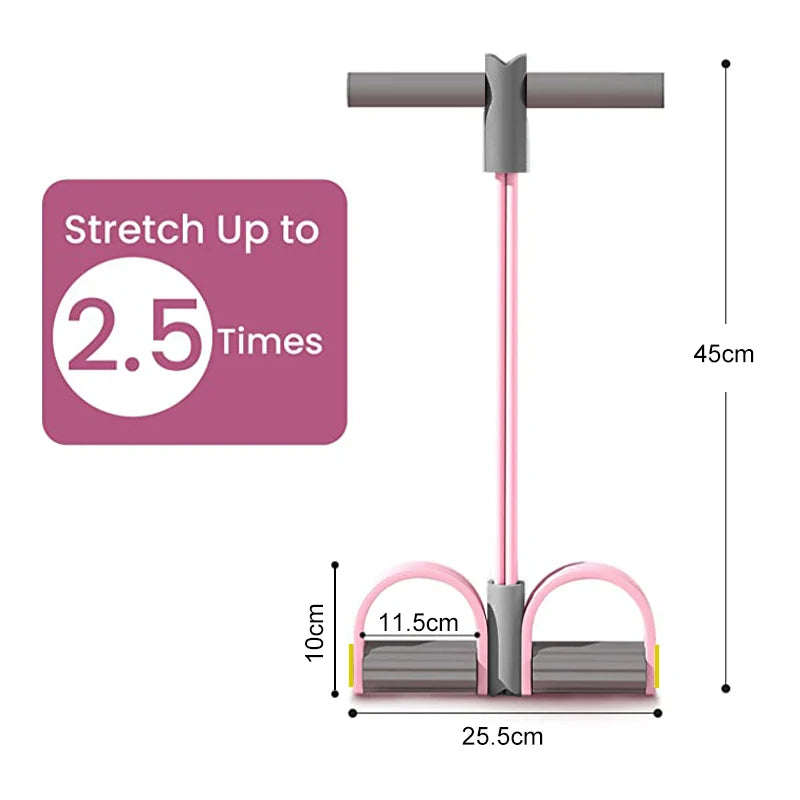 Tire-pédale avec bandes de résistance à 4 tubes – Bande d’exercice pour le yoga et les abdominaux