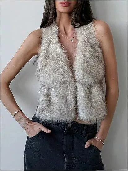 Faux Fur Halter Vest