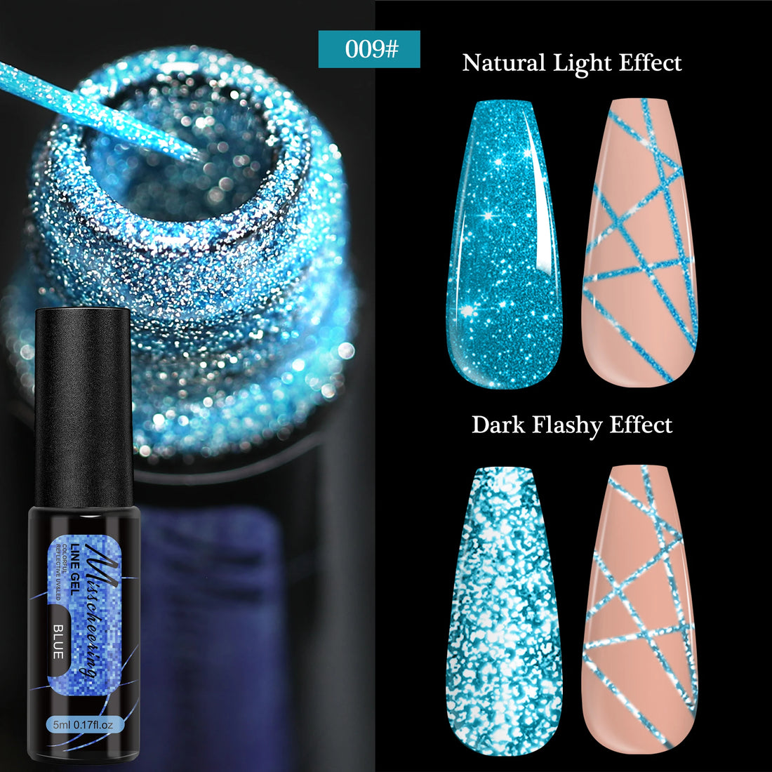 FOUR LILY 5ml Reflective Glitter Liner Nail Gel Polish Gold Silver Red Sparkling Nail Supplies UV/LED Varnish Painting Gel