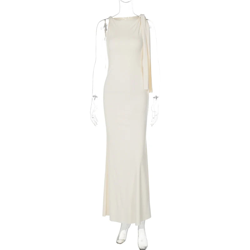Women's Sleeveless O-Neck Patchwork Bodycon Maxi Dress Summer Fashion Sexy Prom Party Club Y2K Ankle-Length Polyester Elastic