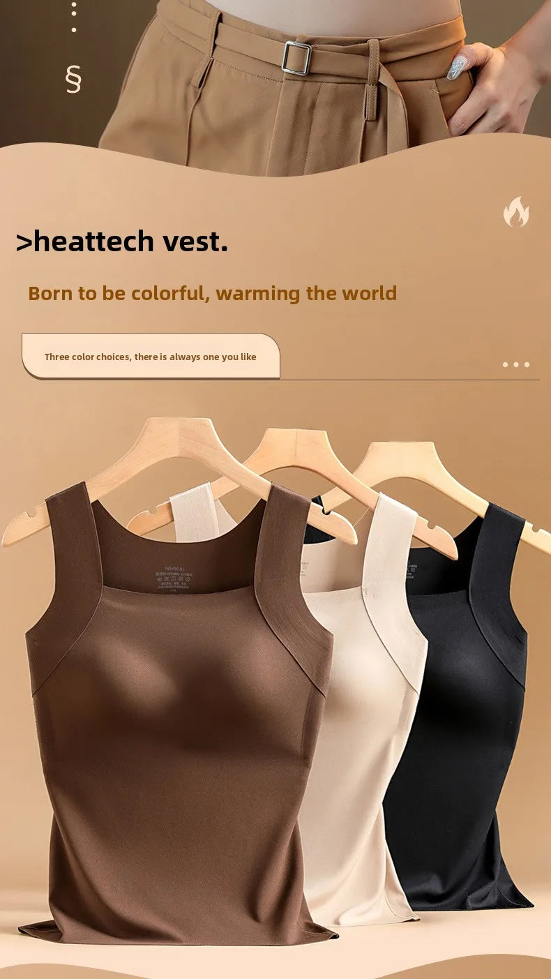 Gilet thermique sans couture avec soutien-gorge intégré – Débardeur grande taille à col carré