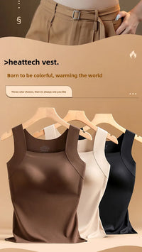 Gilet thermique sans couture avec soutien-gorge intégré – Débardeur grande taille à col carré