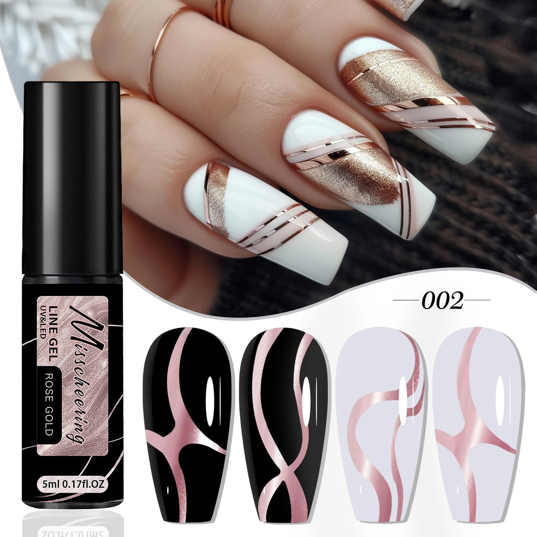 FOUR LILY 5ml Reflective Glitter Liner Nail Gel Polish Gold Silver Red Sparkling Nail Supplies UV/LED Varnish Painting Gel
