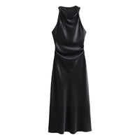Satin Long Dresses for Women 2026 Summer Slip Midi Dress Woman Sexy Evening Party Dress Sleeveless Female Elegant Dresses