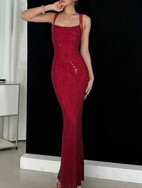 Rhinestone Backless Maxi Party Dress – Summer Evening Gown